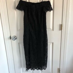 NWT Nannette Lepore Black Lace Off Shoulder Dress